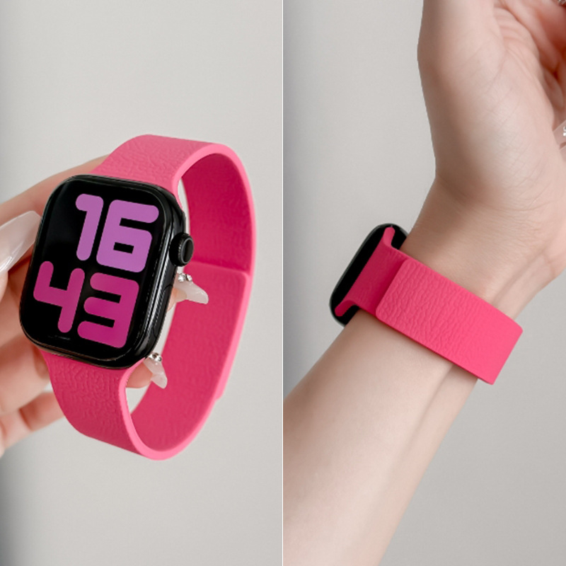 Magnetski silikon remen za Apple Watch s teksturom Lychee, minimalistički sportski stil, veličine 38–49 mm