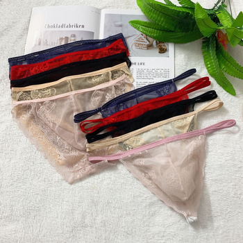 Meeste pitsilised U-kujuline aluspüksid, madal talje, hingav nailonist pits, 80–90% nailon