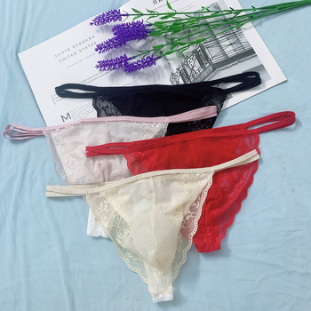 Meeste pitsilised U-kujuline aluspüksid, madal talje, hingav nailonist pits, 80–90% nailon