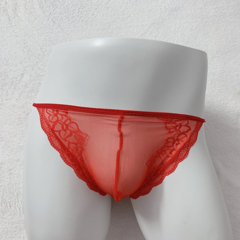 Meeste pitsilised U-kujuline aluspüksid, madal talje, hingav nailonist pits, 80–90% nailon