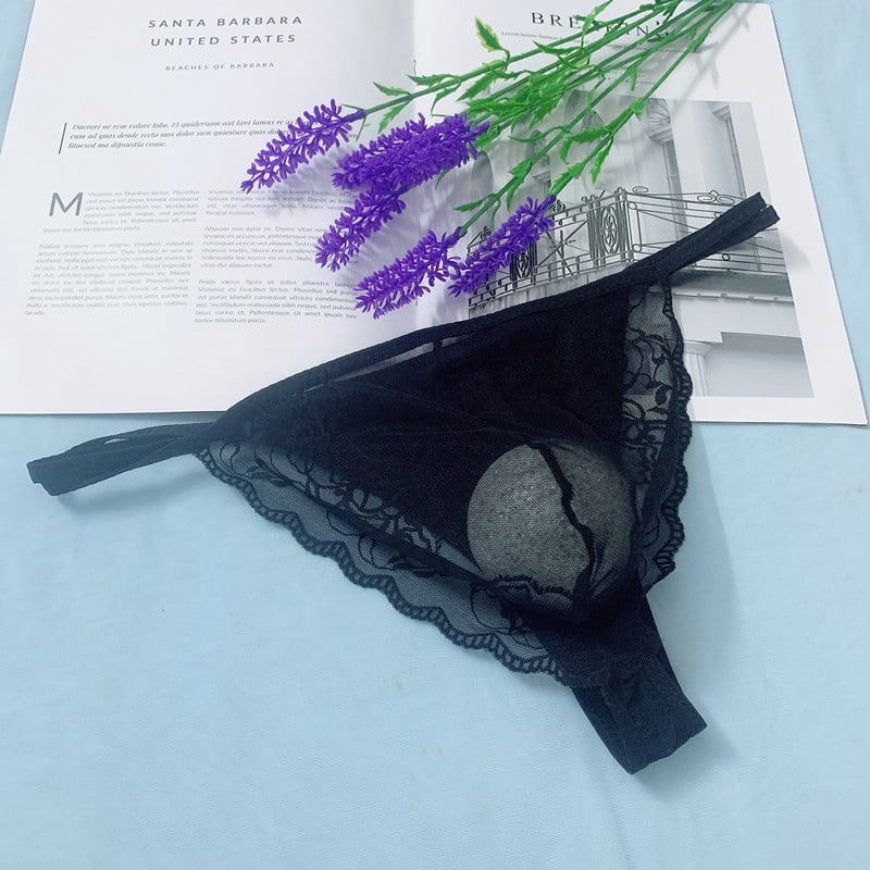 Meeste pitsilised U-kujuline aluspüksid, madal talje, hingav nailonist pits, 80–90% nailon