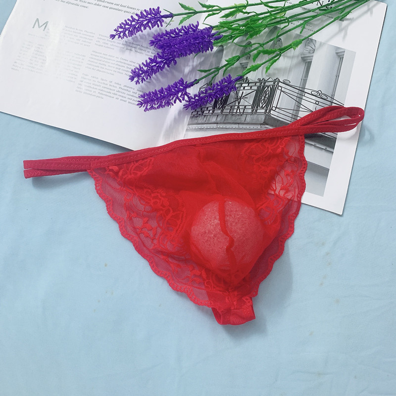 Meeste pitsilised U-kujuline aluspüksid, madal talje, hingav nailonist pits, 80–90% nailon