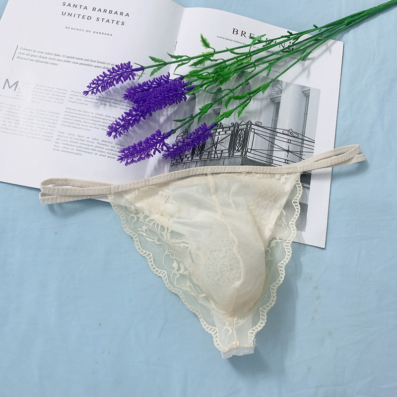 Meeste pitsilised U-kujuline aluspüksid, madal talje, hingav nailonist pits, 80–90% nailon