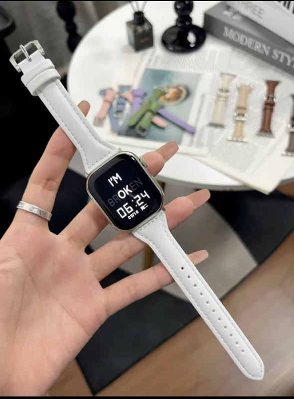 Λουράκι Apple Watch από γνήσιο μοσχίνο δέρμα — κούμπωμα με καρφί, πλάτος 20mm/22mm, συμβατό με SE5–9