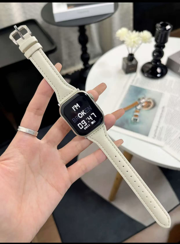 Λουράκι Apple Watch από γνήσιο μοσχίνο δέρμα — κούμπωμα με καρφί, πλάτος 20mm/22mm, συμβατό με SE5–9