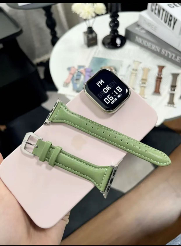 Λουράκι Apple Watch από γνήσιο μοσχίνο δέρμα — κούμπωμα με καρφί, πλάτος 20mm/22mm, συμβατό με SE5–9