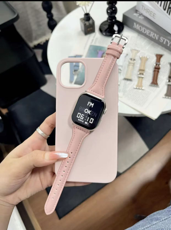 Λουράκι Apple Watch από γνήσιο μοσχίνο δέρμα — κούμπωμα με καρφί, πλάτος 20mm/22mm, συμβατό με SE5–9