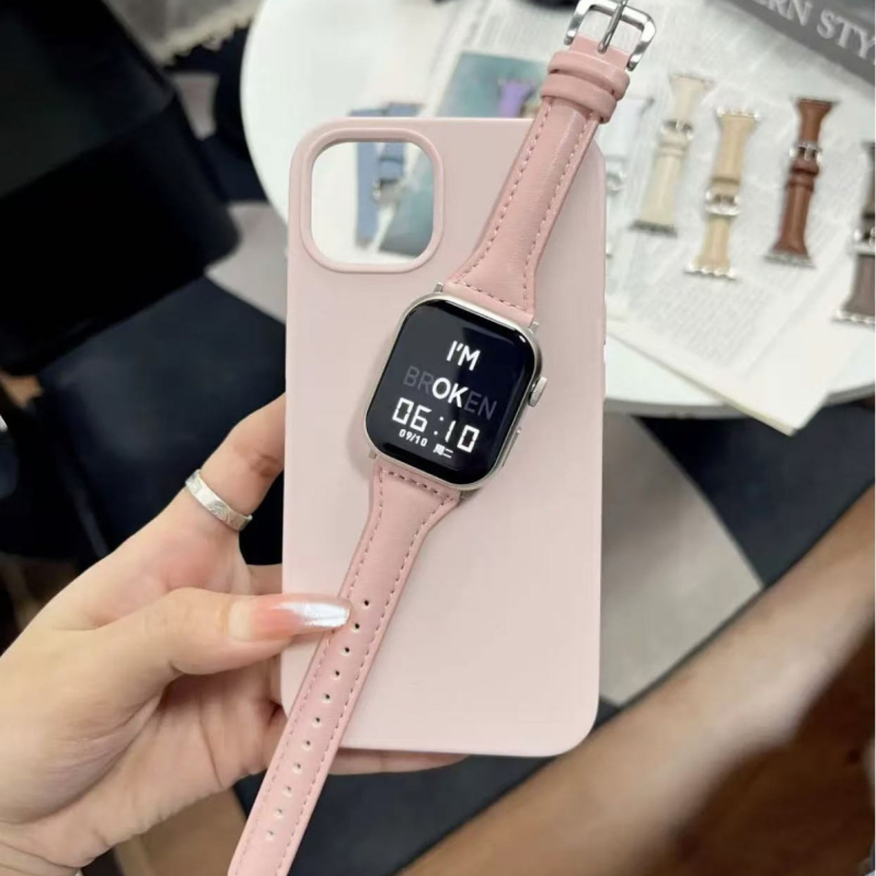 Λουράκι Apple Watch από γνήσιο μοσχίνο δέρμα — κούμπωμα με καρφί, πλάτος 20mm/22mm, συμβατό με SE5–9