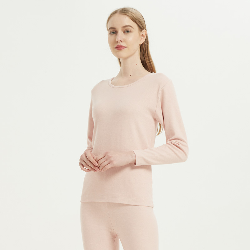 Set de lenjerie termică pentru femei (top și pantaloni), din acrilic, grosime extra 501–600 g/m2, strat unic, mâneci lungi, model uni, pentru toamnă-iarnă.