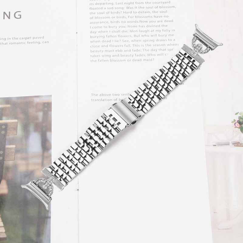 Brățară metalică pentru Samsung Watch Ultra/Ultra2, 47 mm, design în formă D cu șapte mărgele (Curea metalică, lățime interfeței 20 mm, închidere pliabilă, stil modern, 40 g)