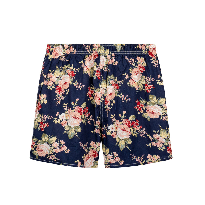 Muške bokserice od 100% pamuka s floralnim uzorkom, srednji pojas, labav kroj, prozračan