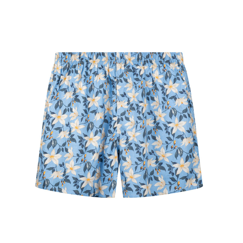 Muške bokserice od 100% pamuka s floralnim uzorkom, srednji pojas, labav kroj, prozračan