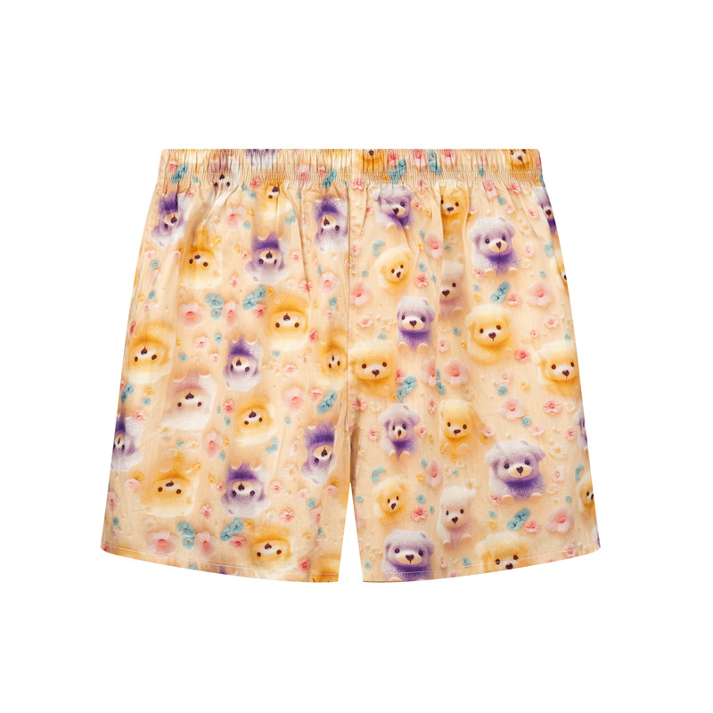 Muške bokserice od 100% pamuka s floralnim uzorkom, srednji pojas, labav kroj, prozračan