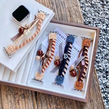 Elastic de păr în formă de inimă, cu motiv cățeluș, pentru Apple Watch, 14 mm