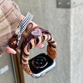 Elastic de păr în formă de inimă, cu motiv cățeluș, pentru Apple Watch, 14 mm