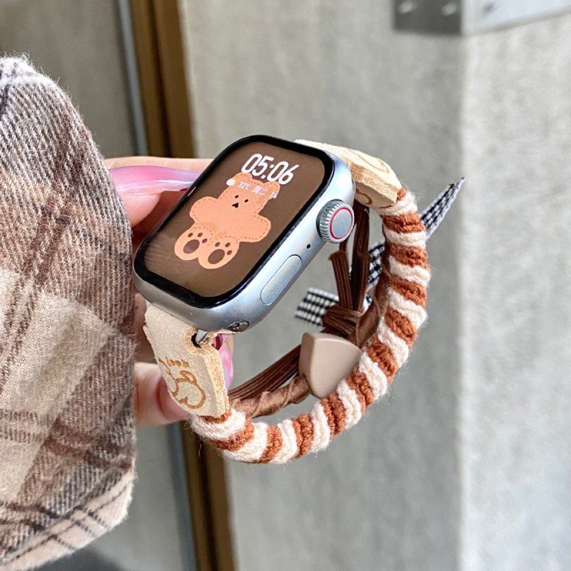 Elastic de păr în formă de inimă, cu motiv cățeluș, pentru Apple Watch, 14 mm
