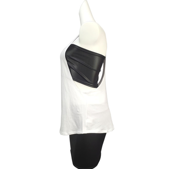 Top sportiv pentru femei, slim-fit, fără mâneci, guler rotund, bretea pe un umăr, lungime medie 65–80 cm