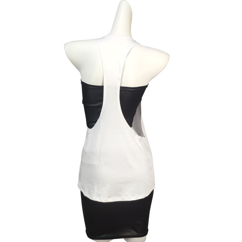 Top sportiv pentru femei, slim-fit, fără mâneci, guler rotund, bretea pe un umăr, lungime medie 65–80 cm