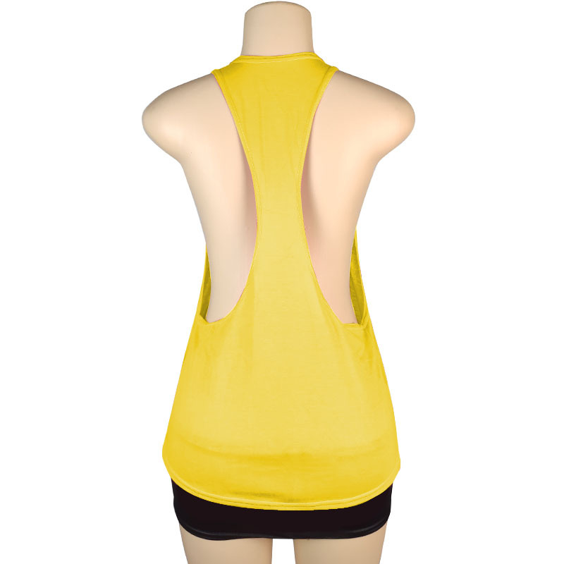 Top sportiv pentru femei, slim-fit, fără mâneci, guler rotund, bretea pe un umăr, lungime medie 65–80 cm