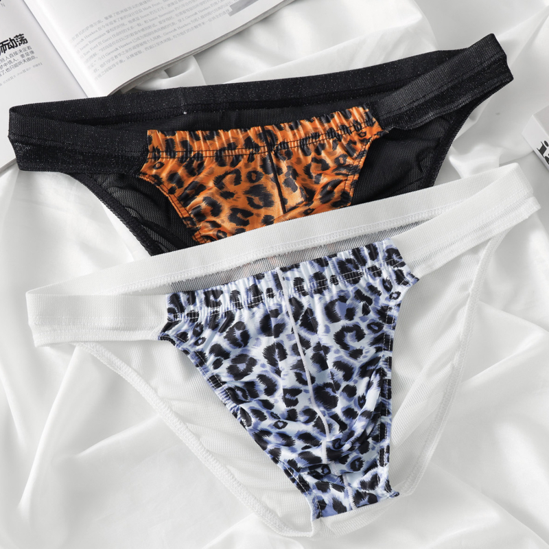 Muške gaćice leopard uzorka od mreže, prozirne i prozračne, moderne i seksi, velika veličina