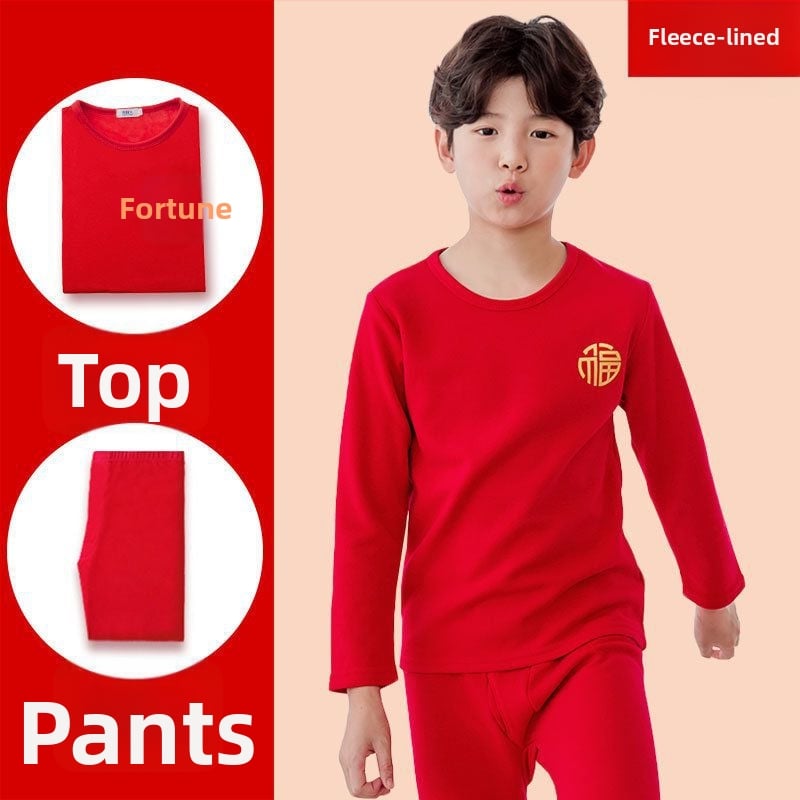 Laste termilise aluskomplekt (ülemine ja alumine) – puuvillase segu kangas, rebukarva vooder, paksendatud