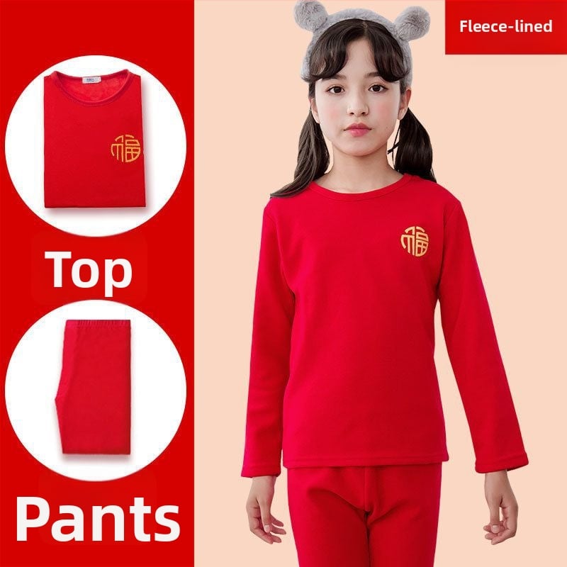 Laste termilise aluskomplekt (ülemine ja alumine) – puuvillase segu kangas, rebukarva vooder, paksendatud