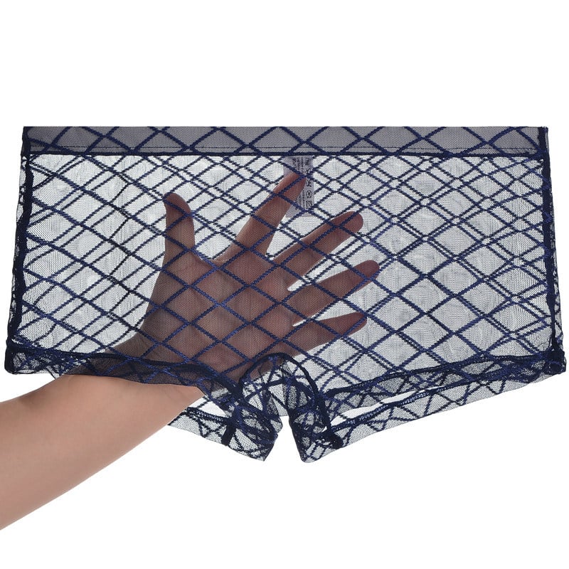 Férfi boxerek hálószövésű, lélegző nylon anyag, alacsony derekú, sík szövés, nylon bélés