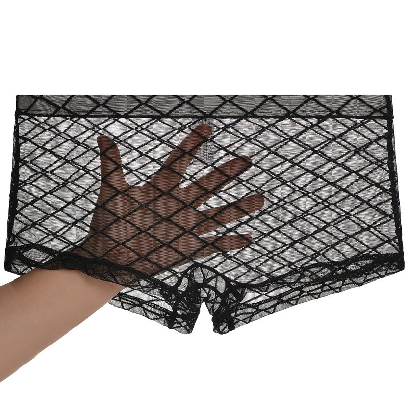 Férfi boxerek hálószövésű, lélegző nylon anyag, alacsony derekú, sík szövés, nylon bélés