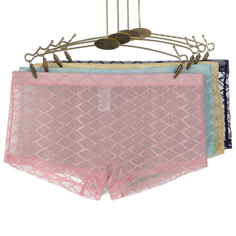 Férfi boxerek hálószövésű, lélegző nylon anyag, alacsony derekú, sík szövés, nylon bélés