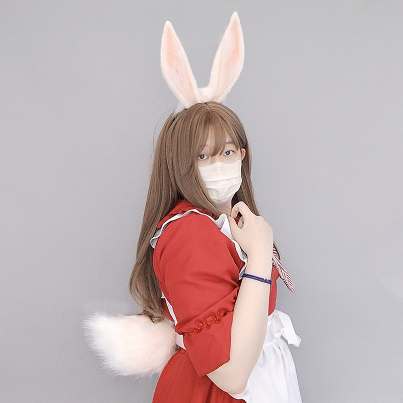 Plush zec uši s trakom za glavu i rep – cosplay rekvizit za odrasle, proljeće 2023