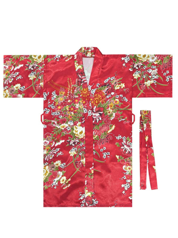 Детско спално облекло в японски стил с принт, кардиган‑халат, полиестер 70–80%, тънка материя, за деца 3–8 г., лято 2025