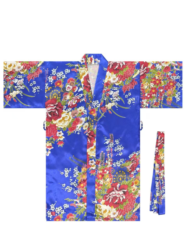 Детско спално облекло в японски стил с принт, кардиган‑халат, полиестер 70–80%, тънка материя, за деца 3–8 г., лято 2025