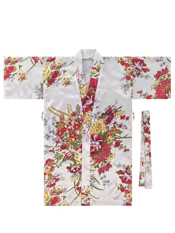 Детско спално облекло в японски стил с принт, кардиган‑халат, полиестер 70–80%, тънка материя, за деца 3–8 г., лято 2025