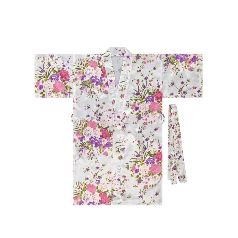 Детско спално облекло в японски стил с принт, кардиган‑халат, полиестер 70–80%, тънка материя, за деца 3–8 г., лято 2025