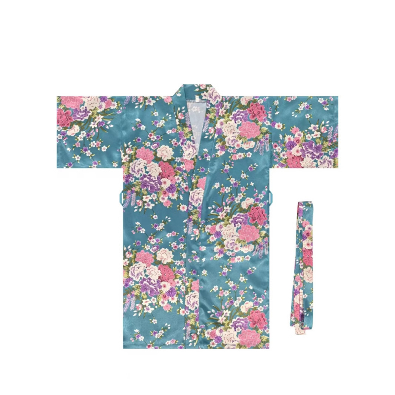 Детско спално облекло в японски стил с принт, кардиган‑халат, полиестер 70–80%, тънка материя, за деца 3–8 г., лято 2025