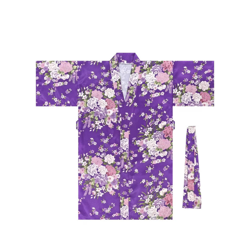 Детско спално облекло в японски стил с принт, кардиган‑халат, полиестер 70–80%, тънка материя, за деца 3–8 г., лято 2025