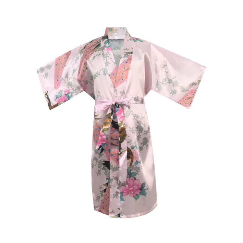 Детско спално облекло в японски стил с принт, кардиган‑халат, полиестер 70–80%, тънка материя, за деца 3–8 г., лято 2025