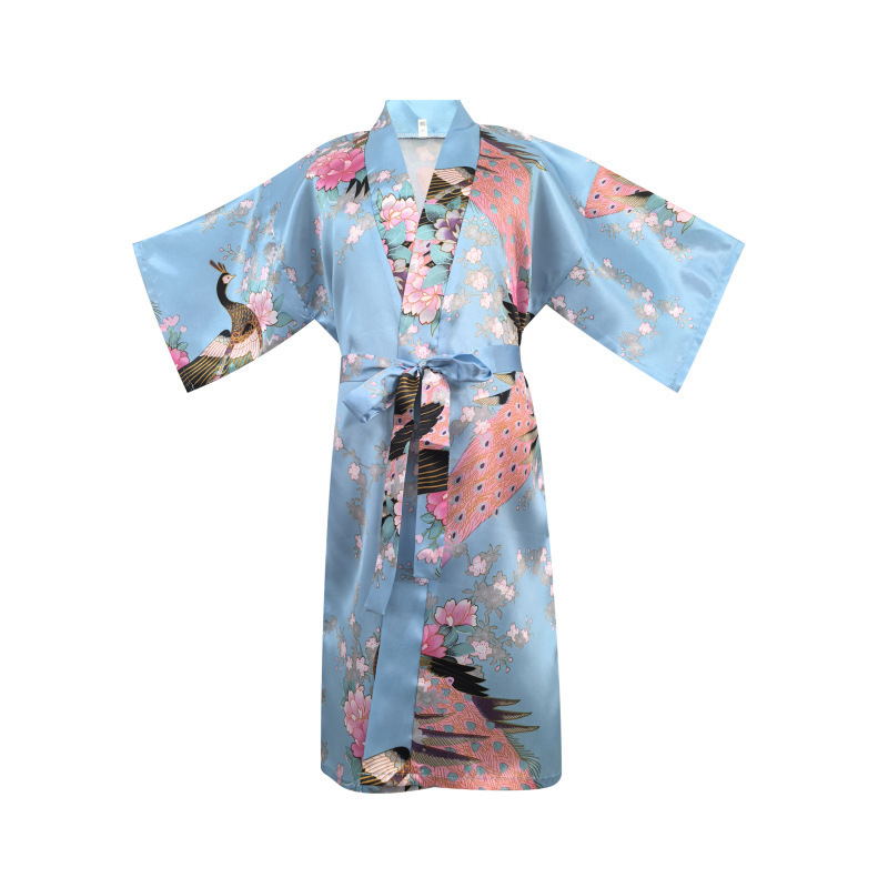 Детско спално облекло в японски стил с принт, кардиган‑халат, полиестер 70–80%, тънка материя, за деца 3–8 г., лято 2025