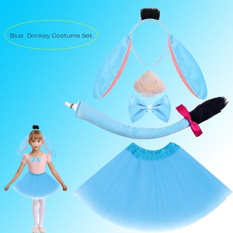 Gyerekek Halloween jelmez – szamárfül fejpánt, farok és szoknya készlet (2025 tavasz)