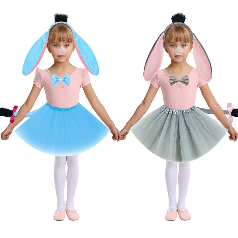 Gyerekek Halloween jelmez – szamárfül fejpánt, farok és szoknya készlet (2025 tavasz)