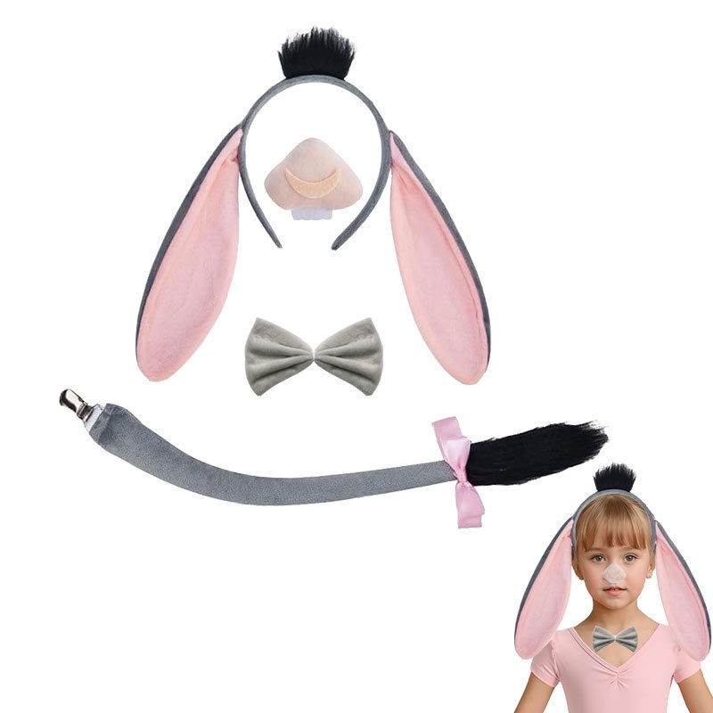 Gyerekek Halloween jelmez – szamárfül fejpánt, farok és szoknya készlet (2025 tavasz)