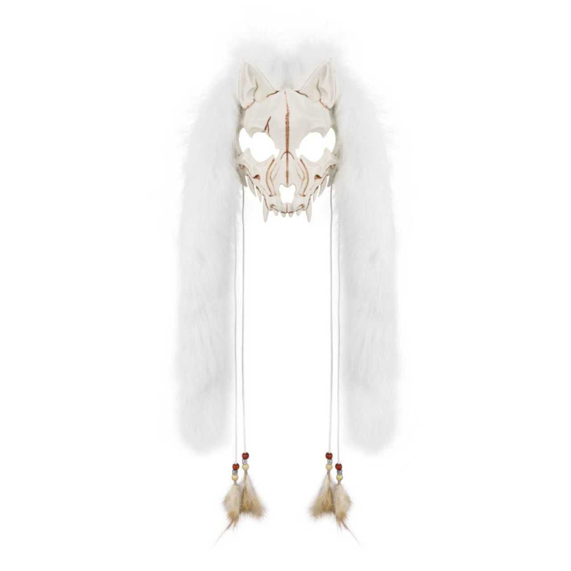 Halloween-karnevál állatmaszk: Viking rókamaszka műszőrmés fejfedővel és cosplay farkasmaszk — Márka Also, felnőtteknek, 140 g, megjelenés 2025 nyara, Halloweenre és karneválra