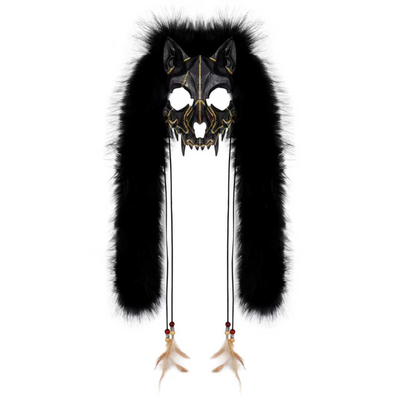 Halloween-karnevál állatmaszk: Viking rókamaszka műszőrmés fejfedővel és cosplay farkasmaszk — Márka Also, felnőtteknek, 140 g, megjelenés 2025 nyara, Halloweenre és karneválra