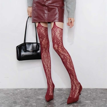 Nylon harisnya virágmintával, vékony, szexi stílus