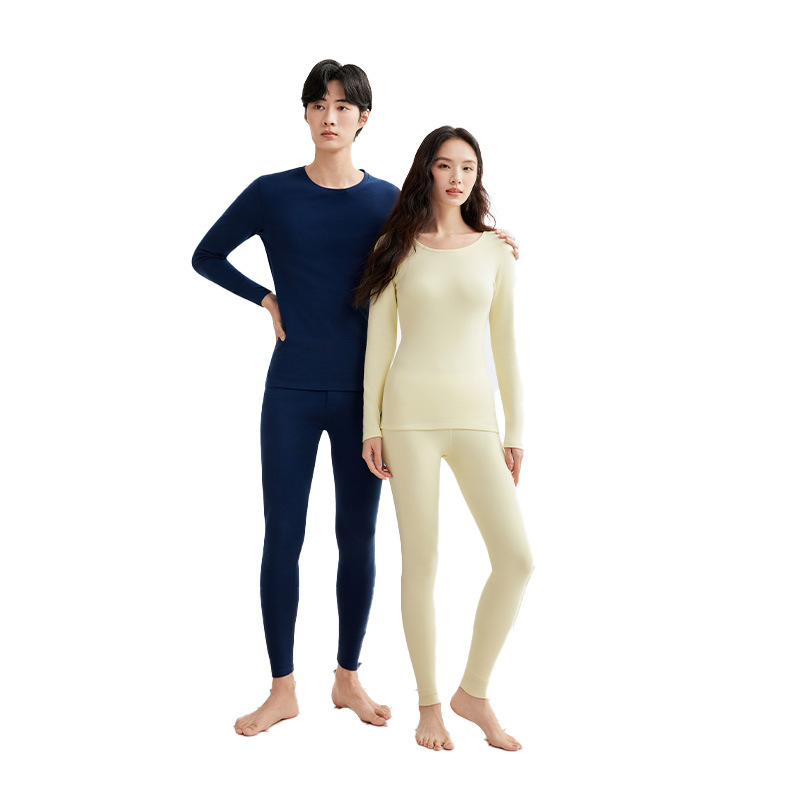 Unisex termalni komplet od 100% pamuka, gornji dio s dugim rukavima i hlače, okrugli izrez, jednovrstni, zadržava toplinu
