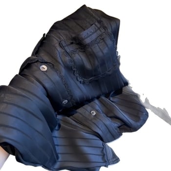 Ženske pijama od ice silk s čipkastim lemom, dugi rukav i dugi hlačama, lagani luksuzni kućni komplet za sve sezone