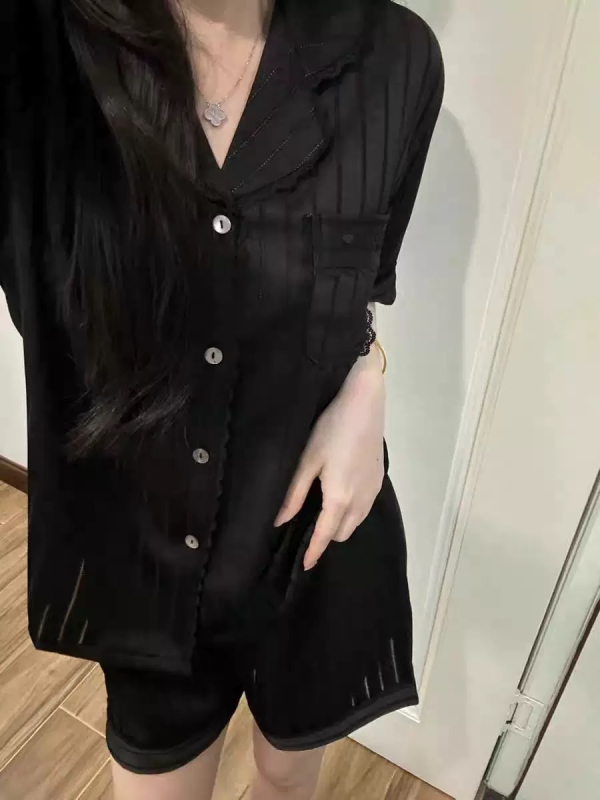 Ženske pijama od ice silk s čipkastim lemom, dugi rukav i dugi hlačama, lagani luksuzni kućni komplet za sve sezone