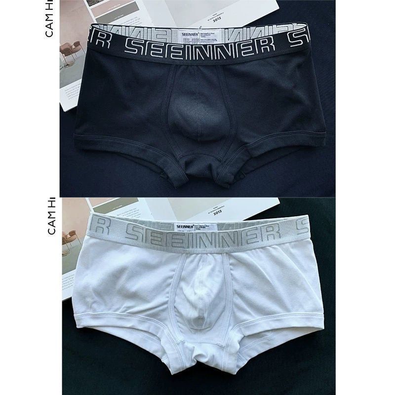 Meeste puuvillased bokserid, keskmise rise, tuharate tõstmine, hingavad, jaapani stiilis