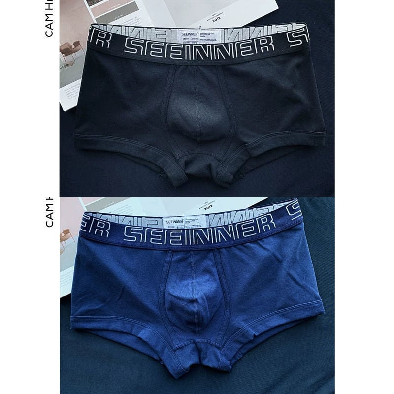 Meeste puuvillased bokserid, keskmise rise, tuharate tõstmine, hingavad, jaapani stiilis