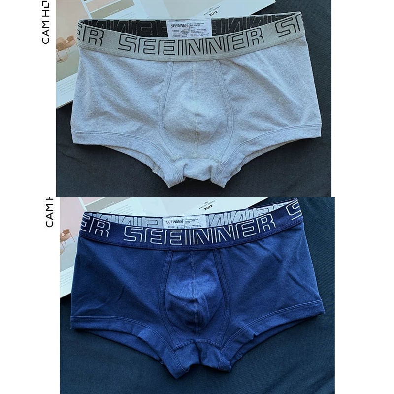 Meeste puuvillased bokserid, keskmise rise, tuharate tõstmine, hingavad, jaapani stiilis